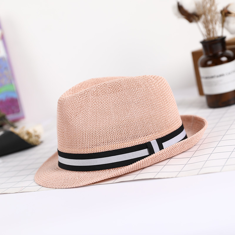 Sombrero verano paja tejido transpirable a prueba de sol estilo coreano pequeño bombín sombrero hombres y mujeres pareja sombrero retro británico a prueba de sol sombrero de jazz