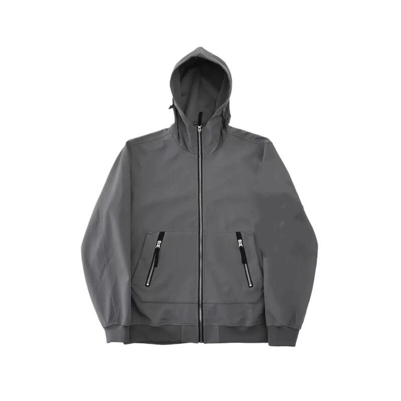 High-End Custom Softshell Outdoor Functional Windproof Logo Hooded Zip-Up Jacket Loose Fit Unisex Cross-Border Cotton
