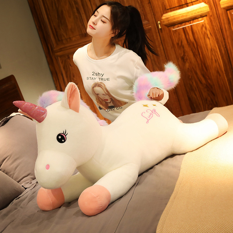 Regenbogen-Einhorn-Plüschtier, Glücksstern-Pegasus-Kissen für Mädchen, Kuscheltier, weiches Spielzeug, süßes Geschenk_voghion.com