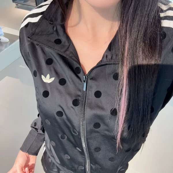 Clover Polka Dot Jacket for Women in Autumn and Winter, Embroidered Logo, Flocked Print, Korean Style Slim Fit Jacket KV1165