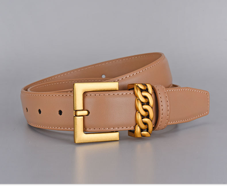 Women's Belt Leather Alloy Buckle Versatile Accessory For Jeans_voghion.com