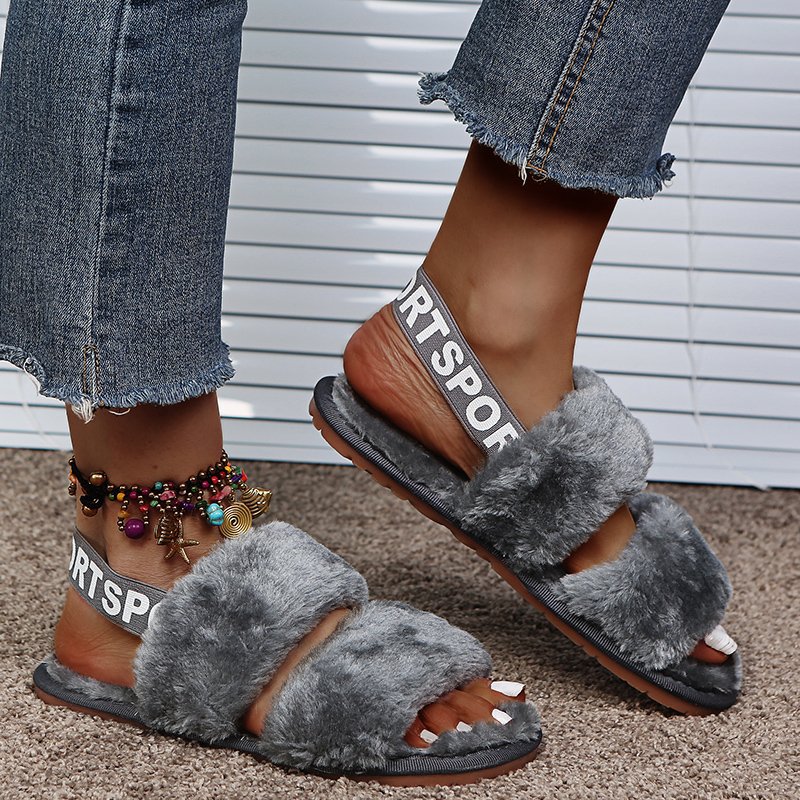 Women's Streetwear Color Block Round Toe Plush Slippers display picture 10