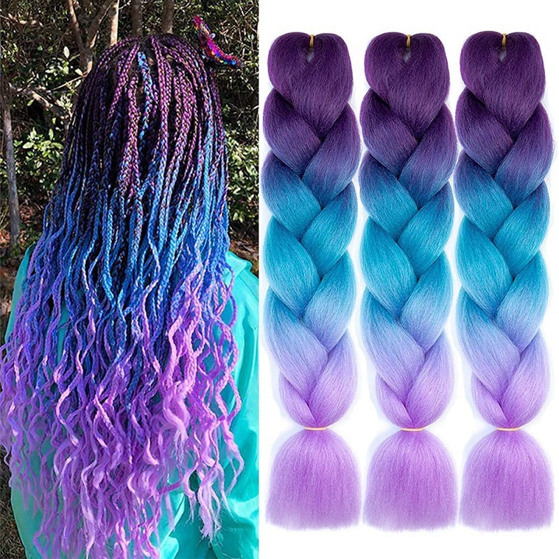 Gran trenza color peluca africana jumbo braid hair gradiente de fibra química trenza de seda de alta temperatura sucia