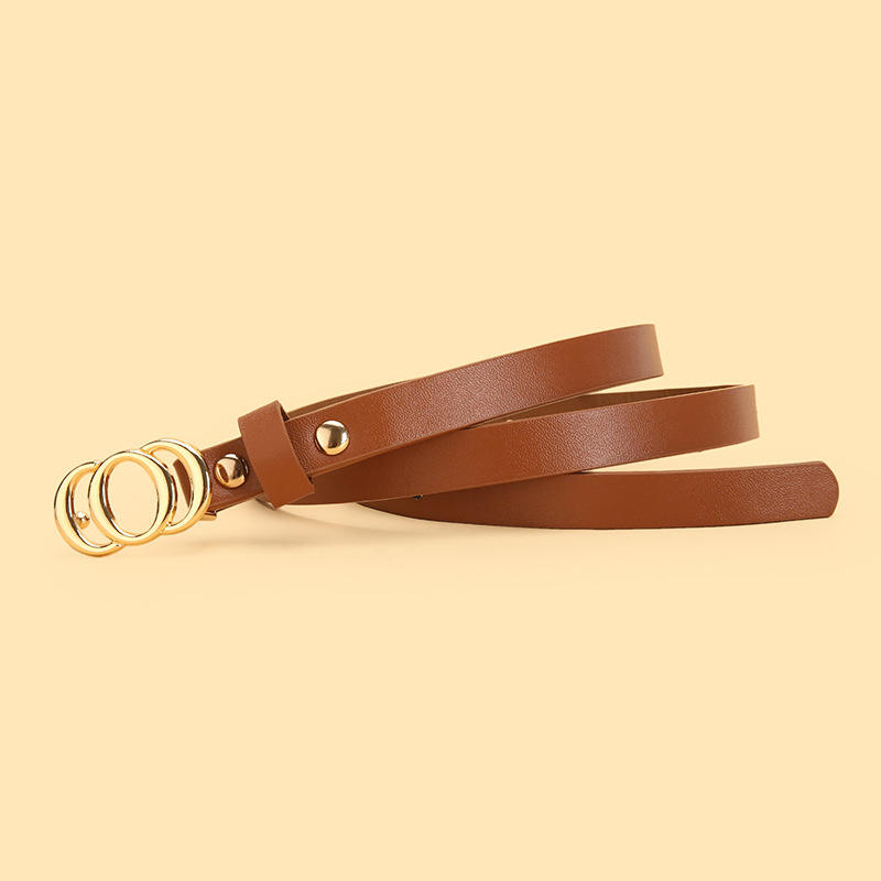 Hot-Selling Women's Gold Three-Ring Snap Buckle Fashionable Versatile Simple Jeans Trendy Matching Dress Clothing Belt