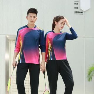 秋冬季羽毛球服运动比赛上衣男女情侣训练服长袖多色服装厂加工