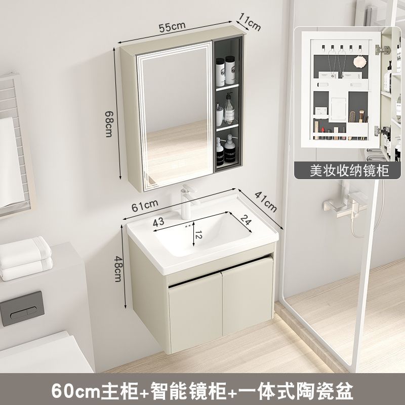 41 ancho de acero inoxidable gabinete de baño de cerámica cuenca integrada pequeño apartamento baño lavabo combinación