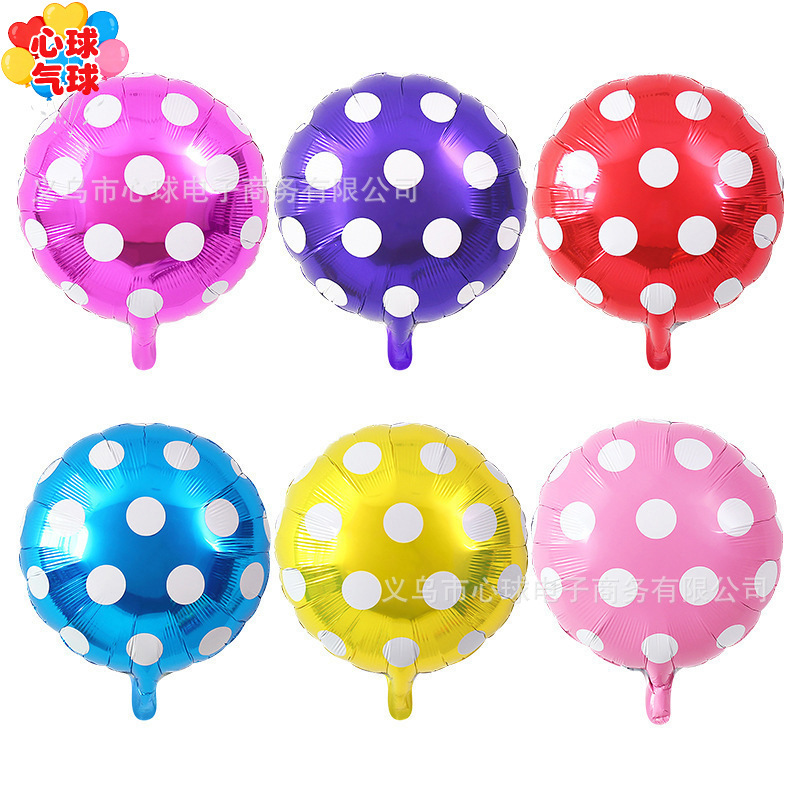 18inch Round Polka Dot Aluminum Film Balloons Birthday Party Decoration Holiday Celebration Decoration Polka Dot Balloons Wholesale Macaron
