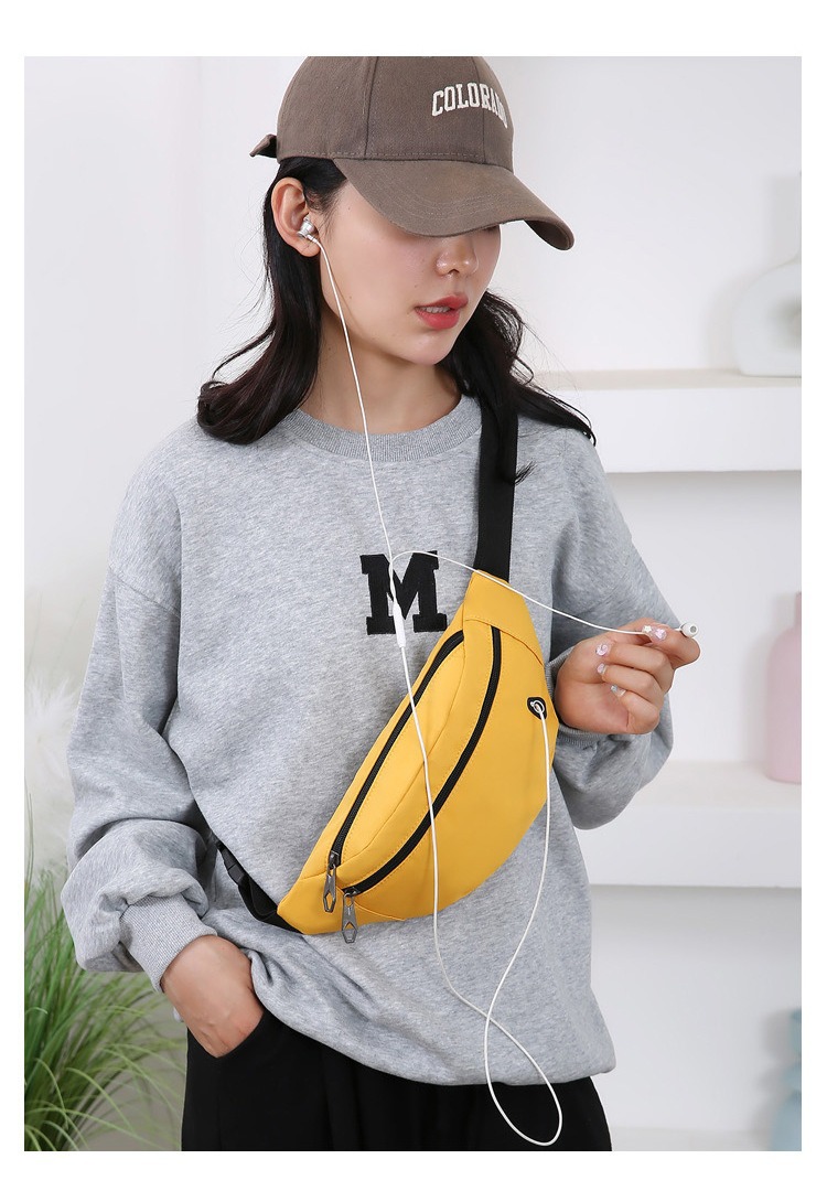 79g Weight Zipper Closure Type Sling Strap Strap Type Fanny Pack Bags Type Casual, Daily Occasion Oxford Cloth Material Solid Color Pattern All Seasons Season Women's Gender Streetwear Style Oval Shape Women's Streetwear Solid Color Oxford Cloth Waist Bags 12