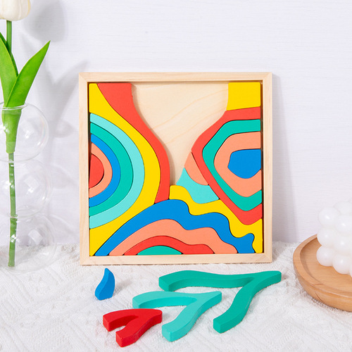 Wooden four elements building blocks baby educational early education rainbow building blocks puzzle building toy