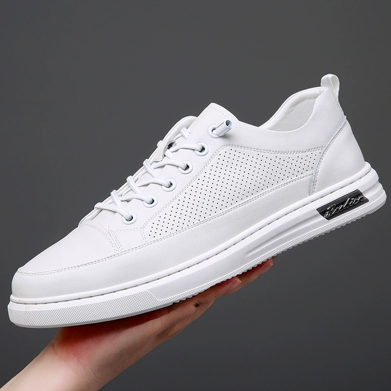 Поколение новых летних полых белых туфель, мужская повседневная модная обувь, дышащее мягкое дно, дрожащий звук, взрывы, мужская обувь