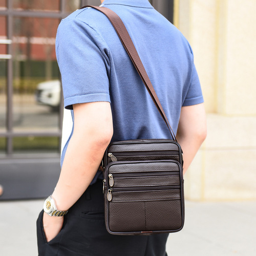 Men's leather bag new style men's casual shoulder crossbody bag head layer cowhide business computer briefcase backpack