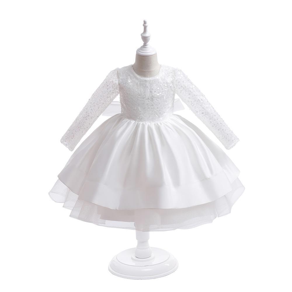 Vestido de niños de comercio exterior europeo y americano vestido de princesa pettiskirt vestido de rendimiento de piano vestido de malla de lentejuelas para niños