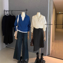 WGWE7812#慵懒风软糯杂色毛衣连肩袖马海毛保暖毛衣