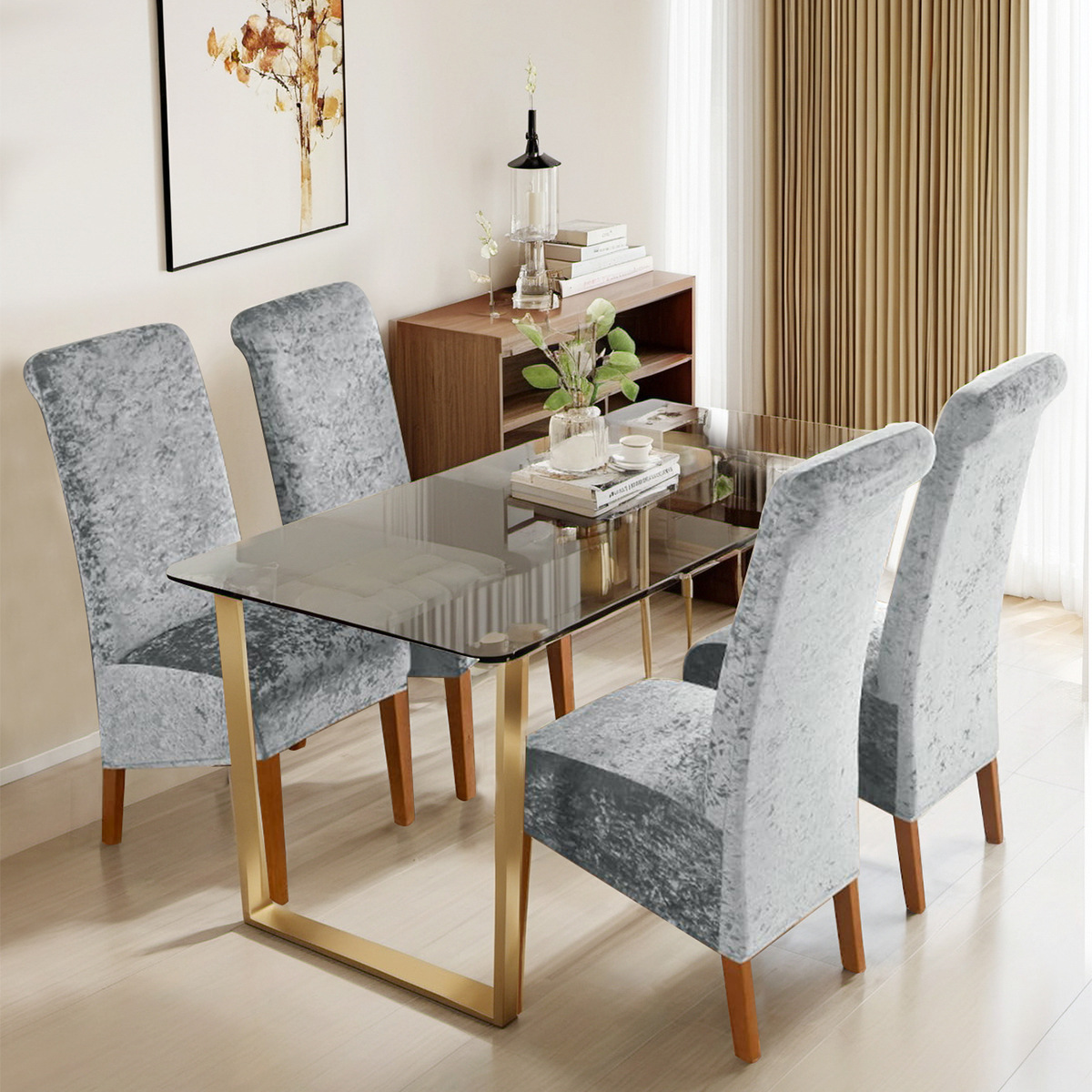 Elástico transfronterizo de diamante de lana grande inclinada columnar cubierta de silla de respaldo alto cubierta de silla de comedor de hotel de color sólido TEMU en stock