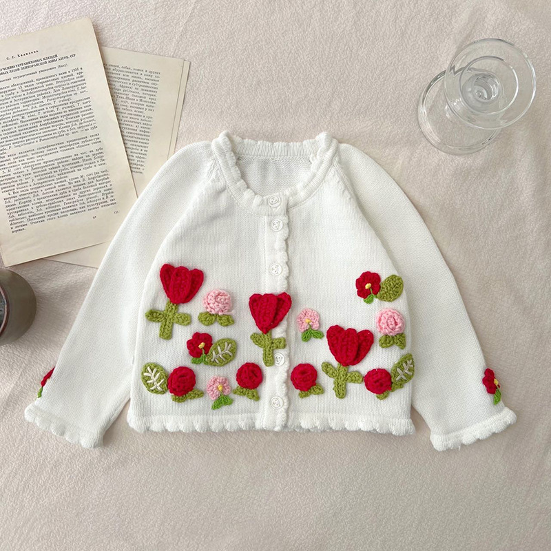 Fashion Flower Button 100% Cotton Hoodies & Sweaters display picture 2