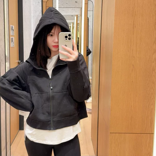 Lulu Original Label Same Style Scuba Hooded Sweatshirt Loose Full-Zip Yoga Sportswear Fleece Jacket Women's Autumn