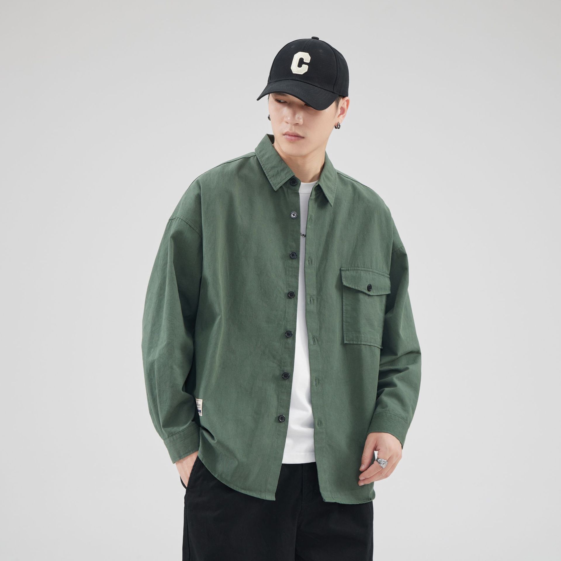 Camisas de fábrica sueltas personalizadas, camisas de algodón masculinas de alta calidad, estilo coreano suelto, casual, manga larga, estilo coreano