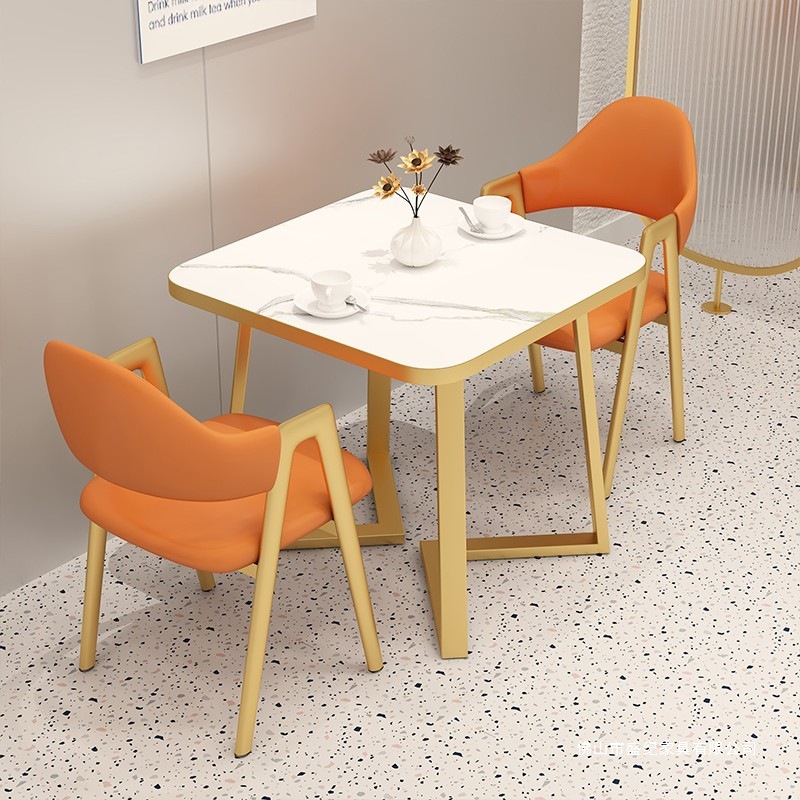Nordic Balcony Square Table Three-Piece Set Negotiation Table and Chair Combination Snack Milk Tea Shop Table Catering Commercial Dining Table