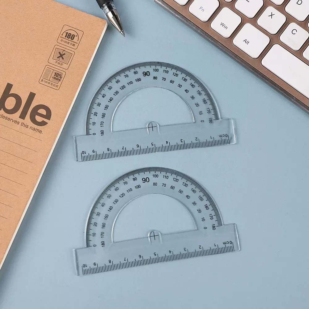 亚马逊跨境10cm尺子小学生塑料透明量角器刻度尺学习测量文具批发