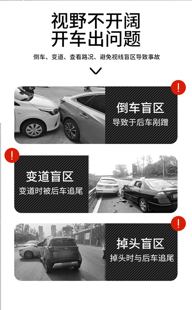 Source Factory Car Rearview Mirror, Anti-Glare Car Reversing Auxiliary Mirror, Wide-Angle Large-View Car Rearview Mirror