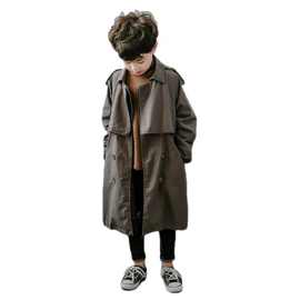 童装儿童春秋款英伦风外套男童秋装新款韩版中大童中长款风衣