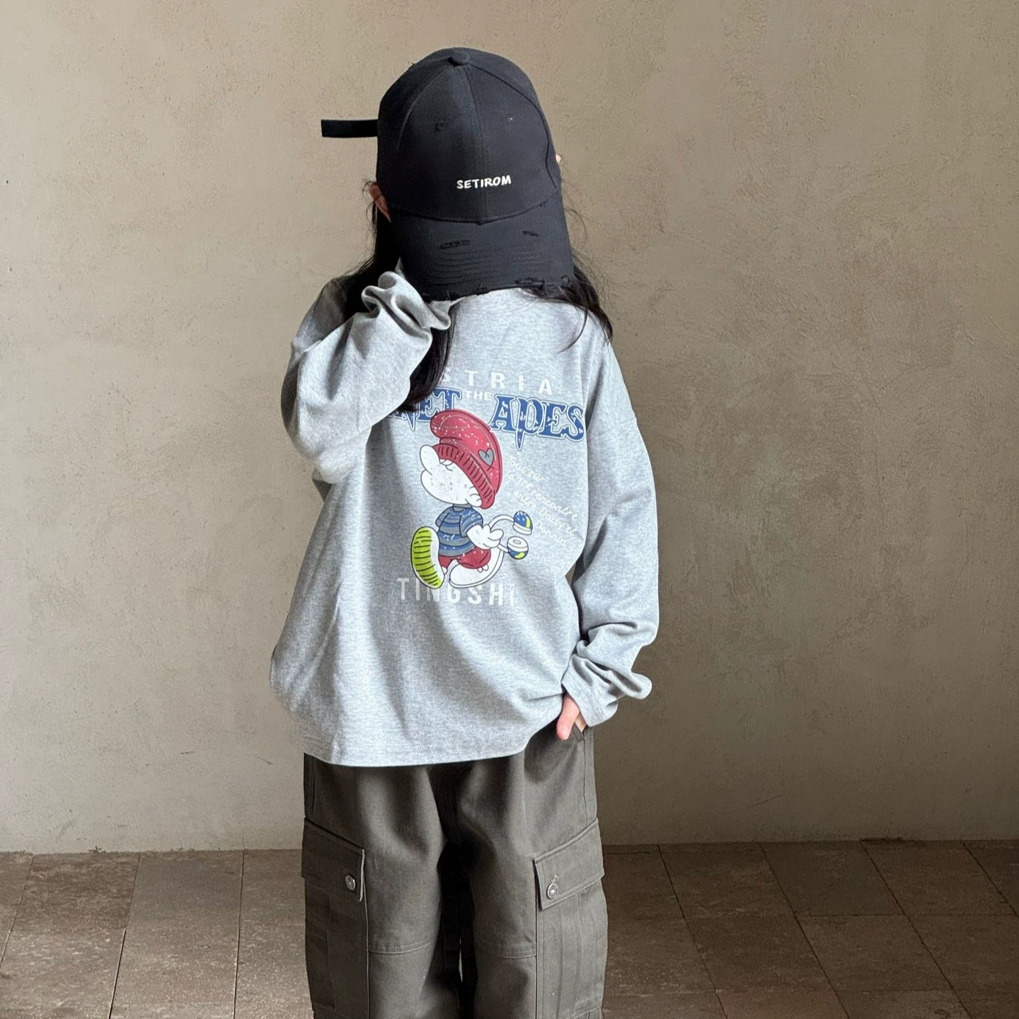  spring cartoon long-sleeve for men and women for leisure, Korean style, children's clothing, for teenagers