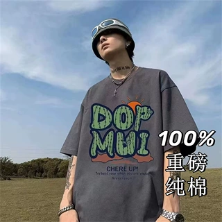 美式重磅纯棉短袖T恤男夏季ins高街宽松上衣服情侣百搭潮流半袖衫