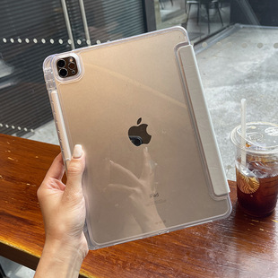 For Apple ipadpro Protective Case air6 Acrylic Triple Fold 10.2 Gen Slot Anti-bending Mini5 Flat Cover