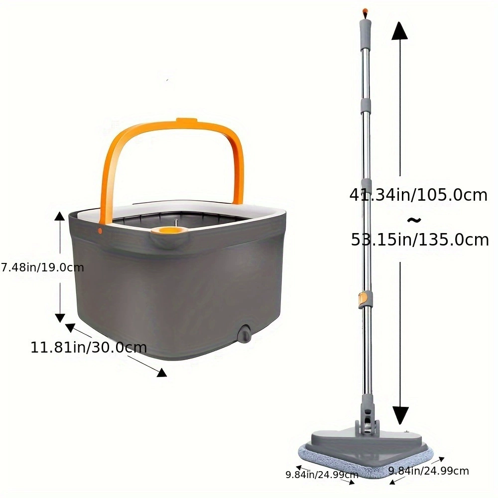 Spin Mop Bucket Set, self-separating dirty-water system, microfiber pads 6/10 pcs