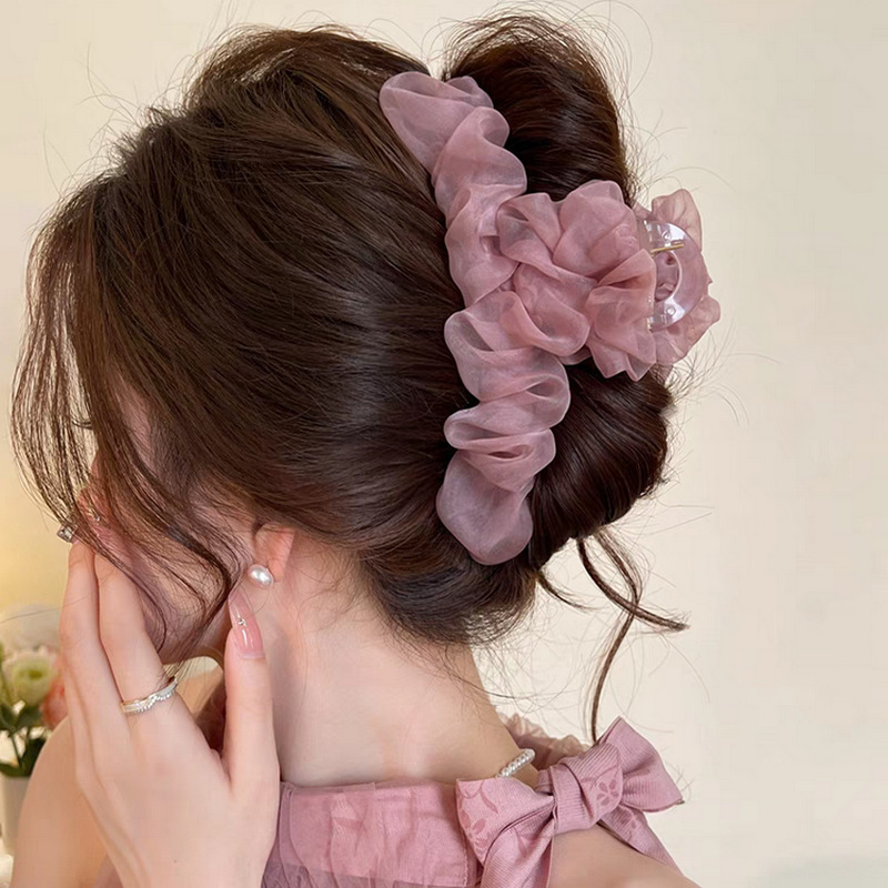 [pink] chiffon pleated gauze flower about 13cm