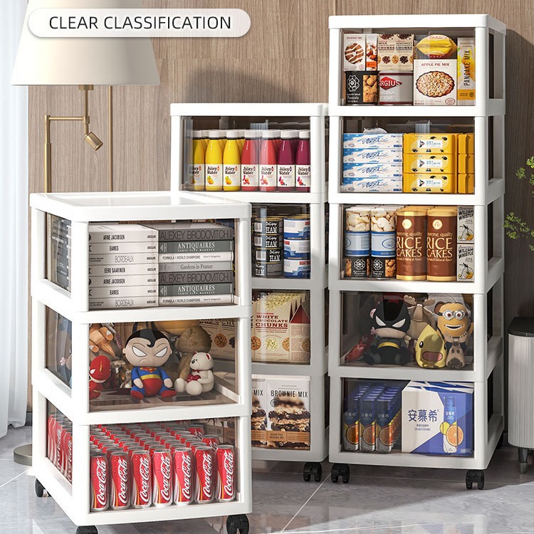 Gabinete de almacenamiento de tipo cajón para sala de estar doméstica Gabinete de bocadillos multicapa juguetes de plástico para niños Gabinete de almacenamiento móvil