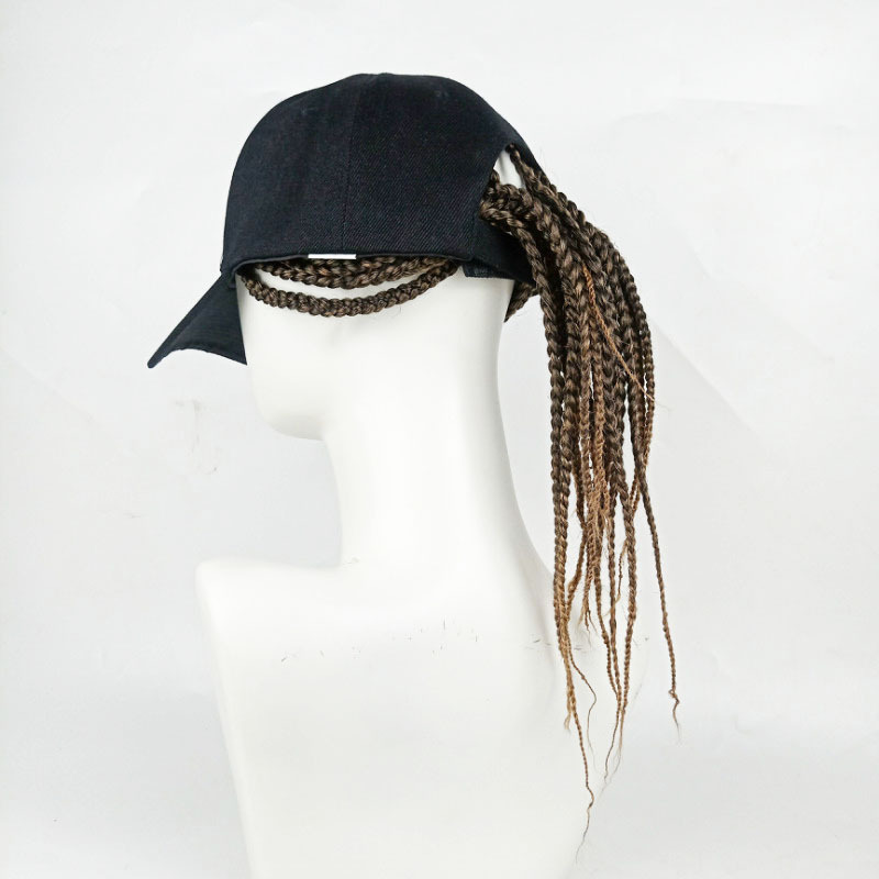 Peluca de trenza sucia sombrero integrado moda femenina verano hip hop trenza peluca hombre montado en la cabeza producto terminado directamente desgaste cola de caballo