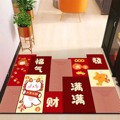 新中式龍年入戶門卡通硅藻泥地墊玄關防滑門墊門口吸水速干腳墊