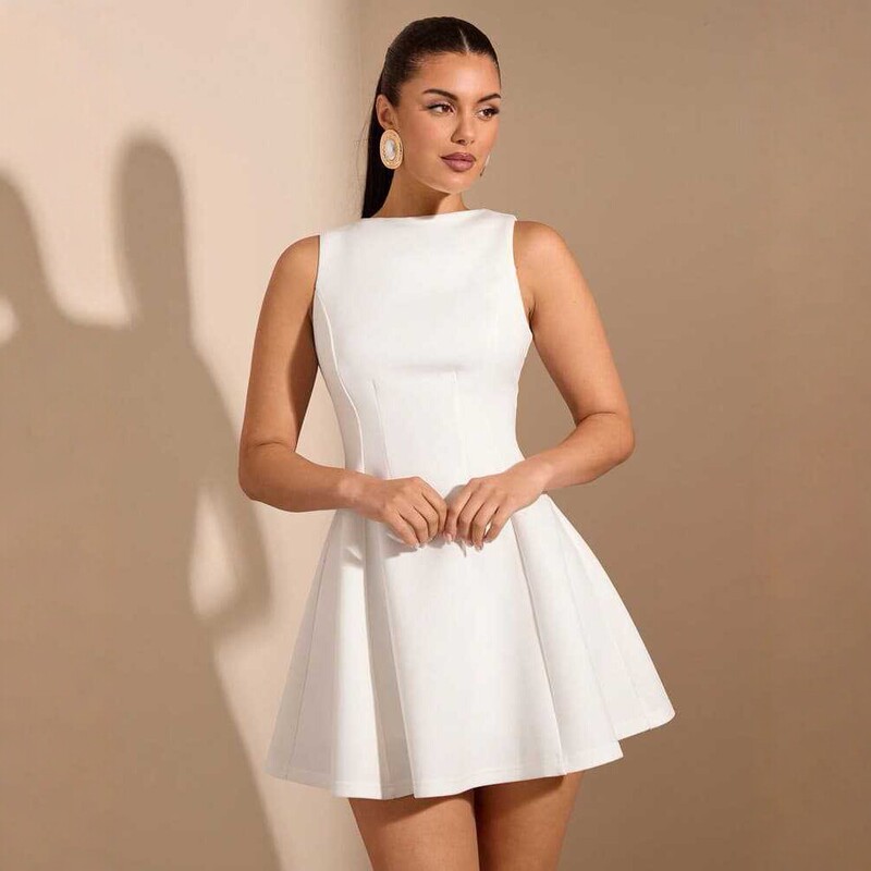 Amazon's Best-Selling Women's French-Style Sleeveless Dress, Solid Color A-Line Dress, Slim and Elegant Tea Party Dress