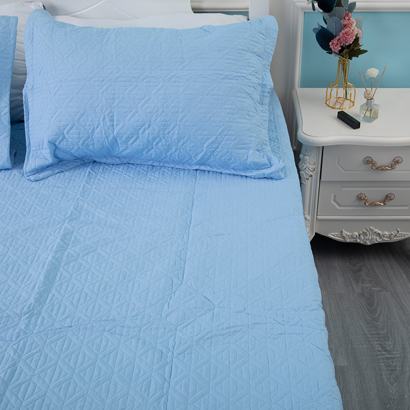 跨境亚马逊床上用品外贸绗缝床盖三件套纯色欧美薄被床单床罩批发