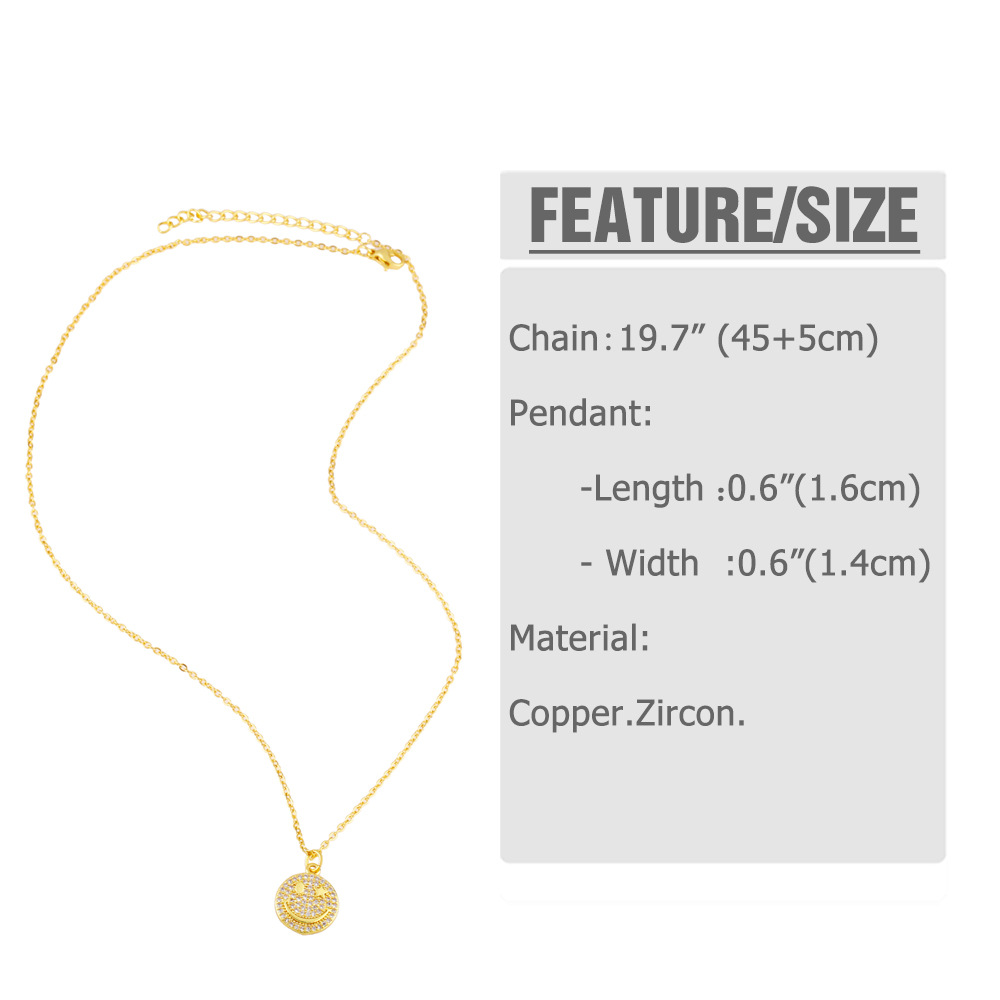 new diamond smiley face necklace niche design sense clavicle chain sweater chain