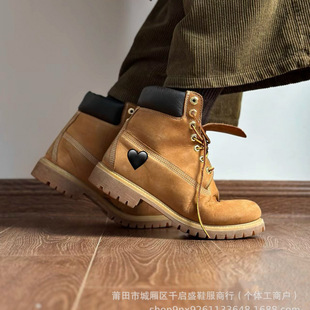 Putian Rhubarb Boots Women's Indestructible Shoes Autumn and Winter Classic Couple Travel Camping Style Thick-Soled Waterproof British High Boots