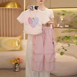 爱心撒银套装女童夏季时髦儿童两件套37元