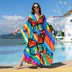 沙滩罩衫中间编织定位印花度假沙滩罩衫（19色）跨境F1152 F