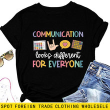 亚马逊ebay印花圆领communication looks different休闲短袖T恤衫