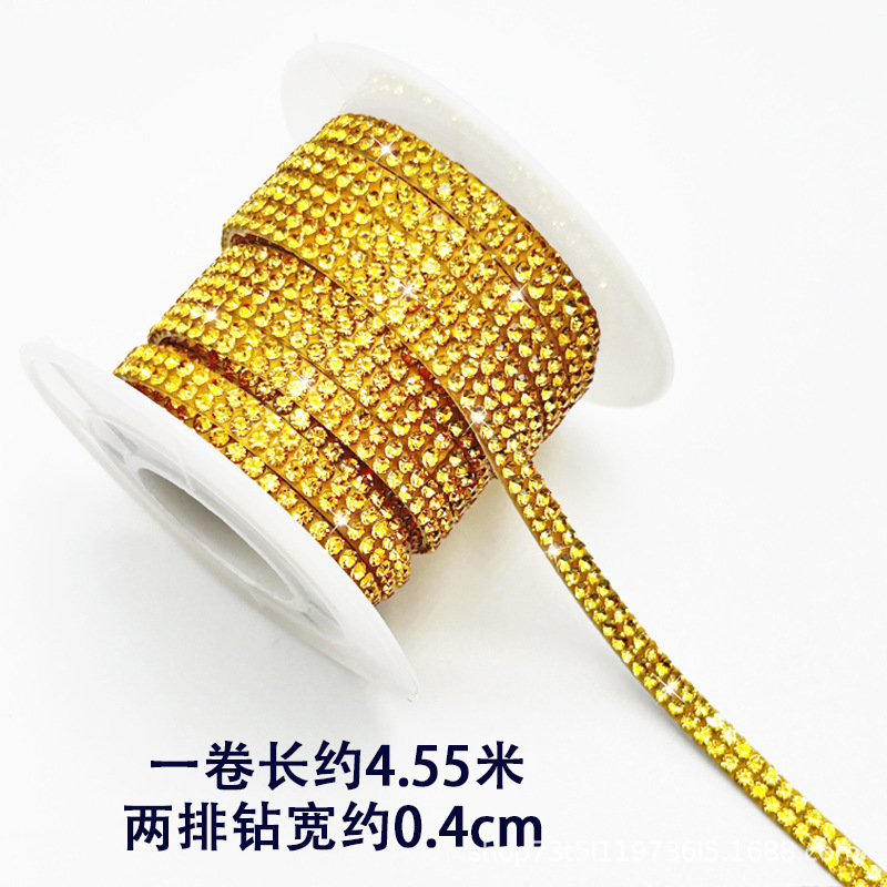 Tiras de diamantes de imitación de doble fila al por mayor con adhesivo, pegatinas de diamantes autoadhesivas, accesorios de ropa DIY, tiras de diamantes de imitación, accesorios de cristal, pegatinas de diamantes
