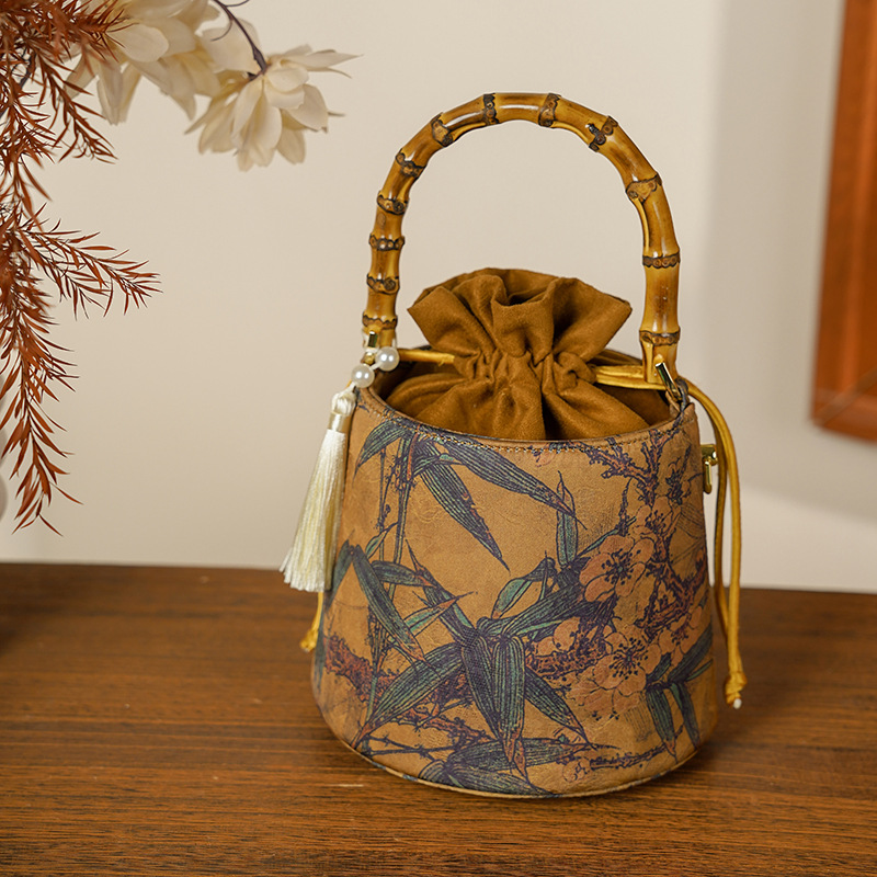 Ruyi Ball Embroidered Handbag - Ancient Style Qipao Banquet Bag - High-Precision Embroidery Mini Bucket Bag - Thumbnail 8