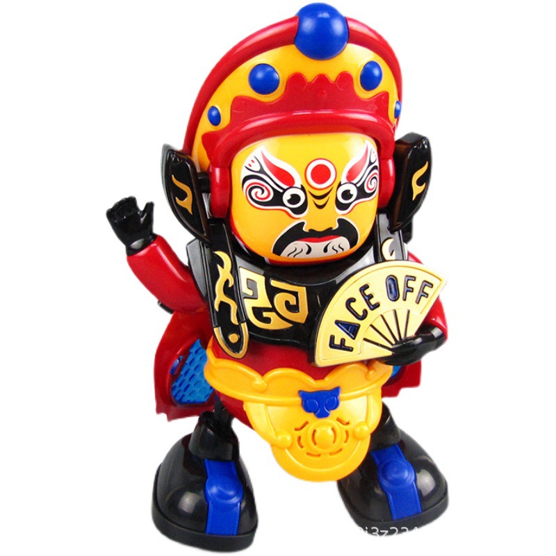 El mismo juguete eléctrico para niños, muñeca de la ópera de Sichuan, muñeca de cara, luces de canto y baile, regalos al por mayor.