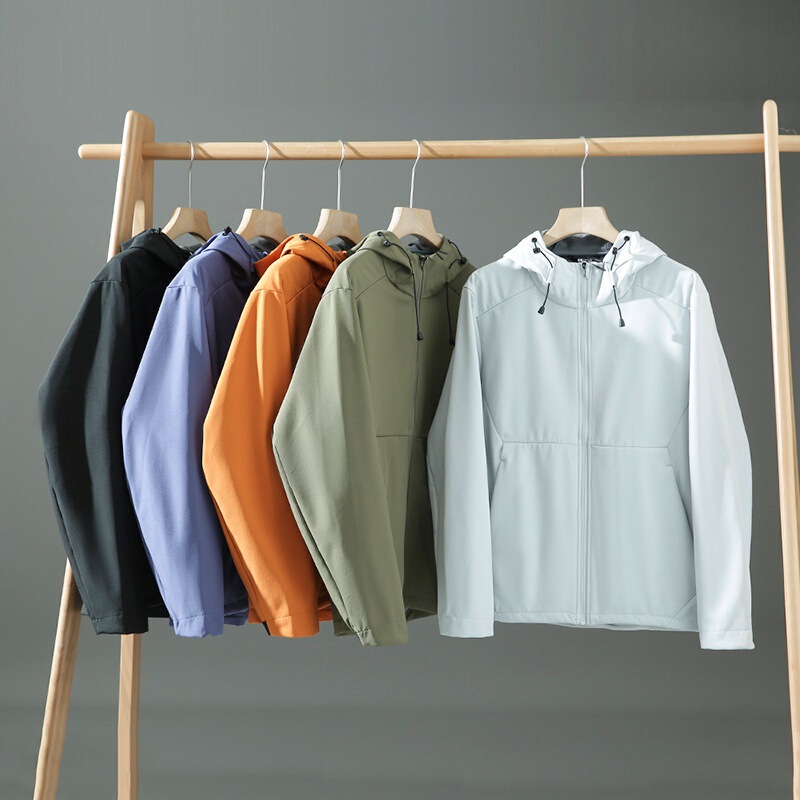Waffles fleece lining! Men's Autumn and Winter Water-repellent Windproof Casual Hooded Jacket Coat Riding Soft Shell