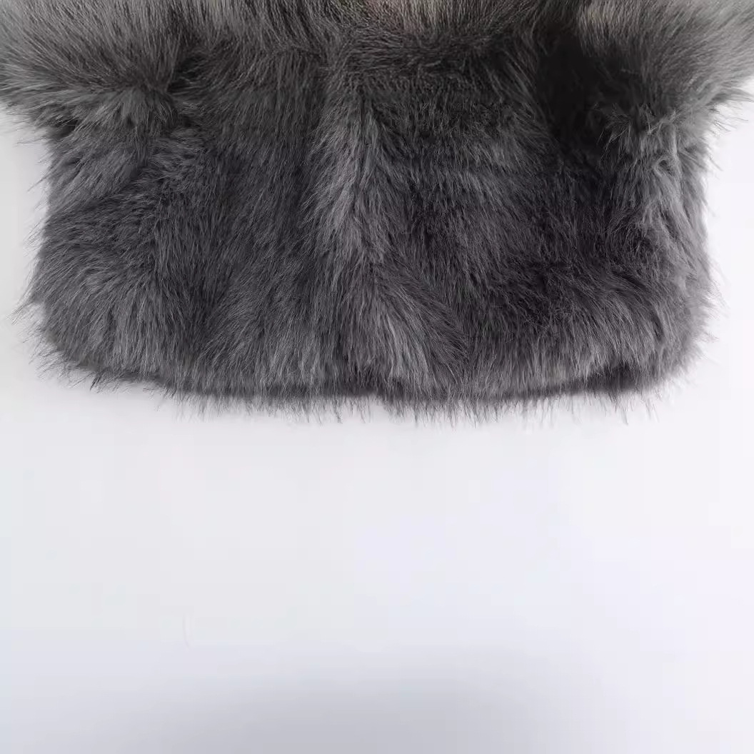 Women's Clothing Artificial Fur Effect Short Jacket 6318261_voghion.com