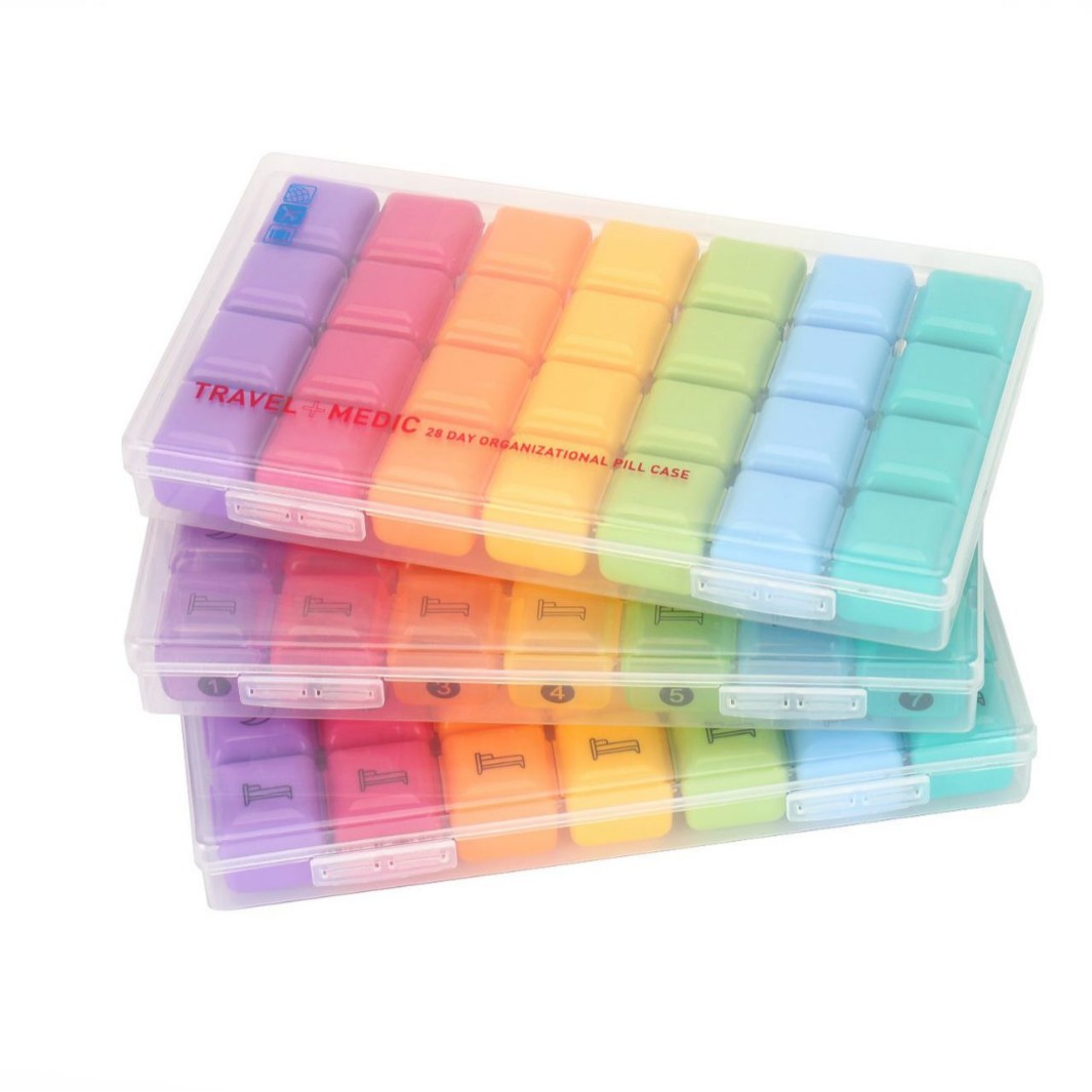 28格药品收纳盒 塑料医药盒防尘防潮药品便携储存