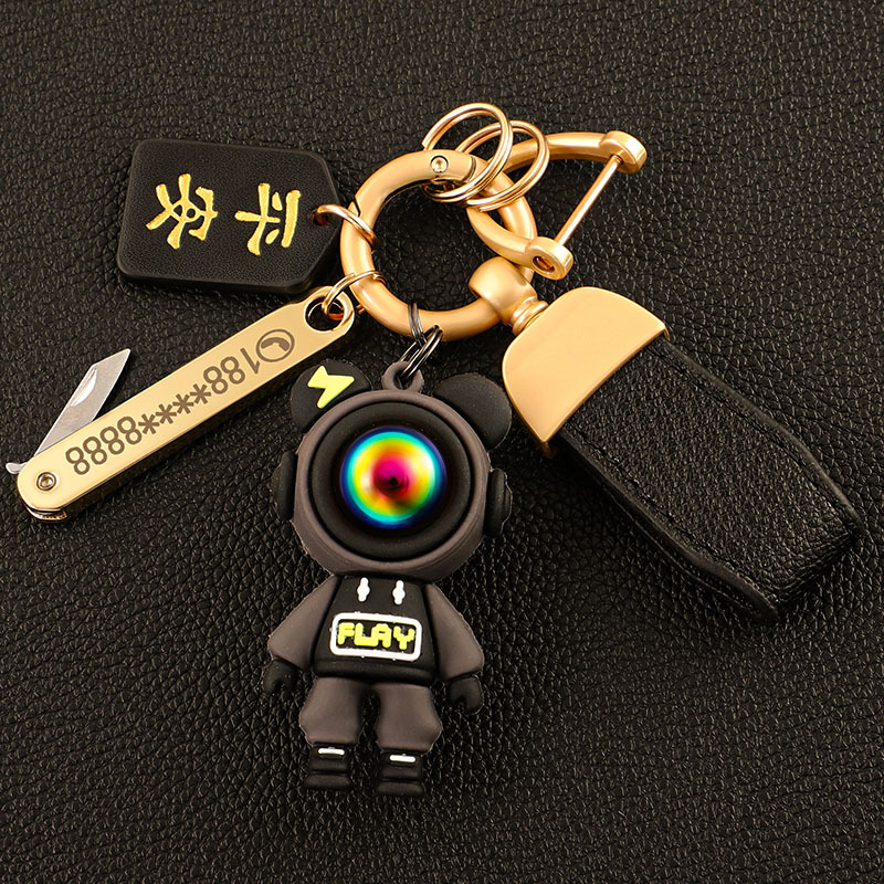 Llavero de coche transfronterizo osito INS macaron color violento llavero colgante bolso colgante llave