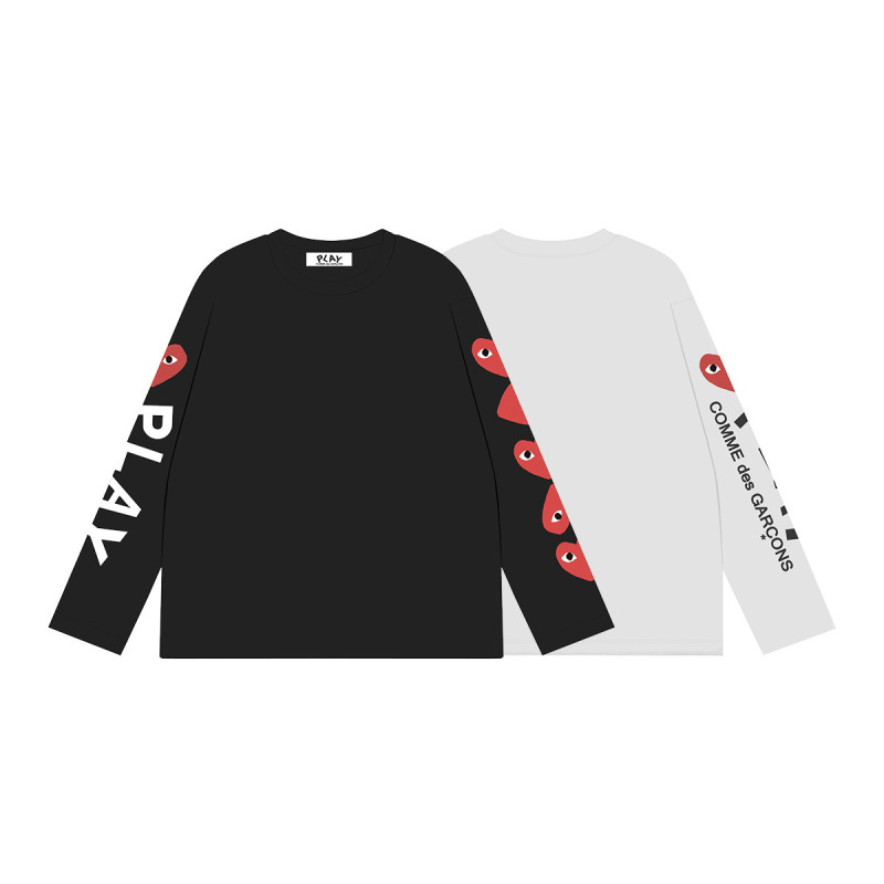 Cross-Border Japanese Fashion Brand Comme Des Garçons Heart Logo Loose Long-Sleeve T-Shirt Cross-Border Japanese Fashion Brand Comme Des Garçons Heart Logo Loose Long-Sleeve T-Shirt