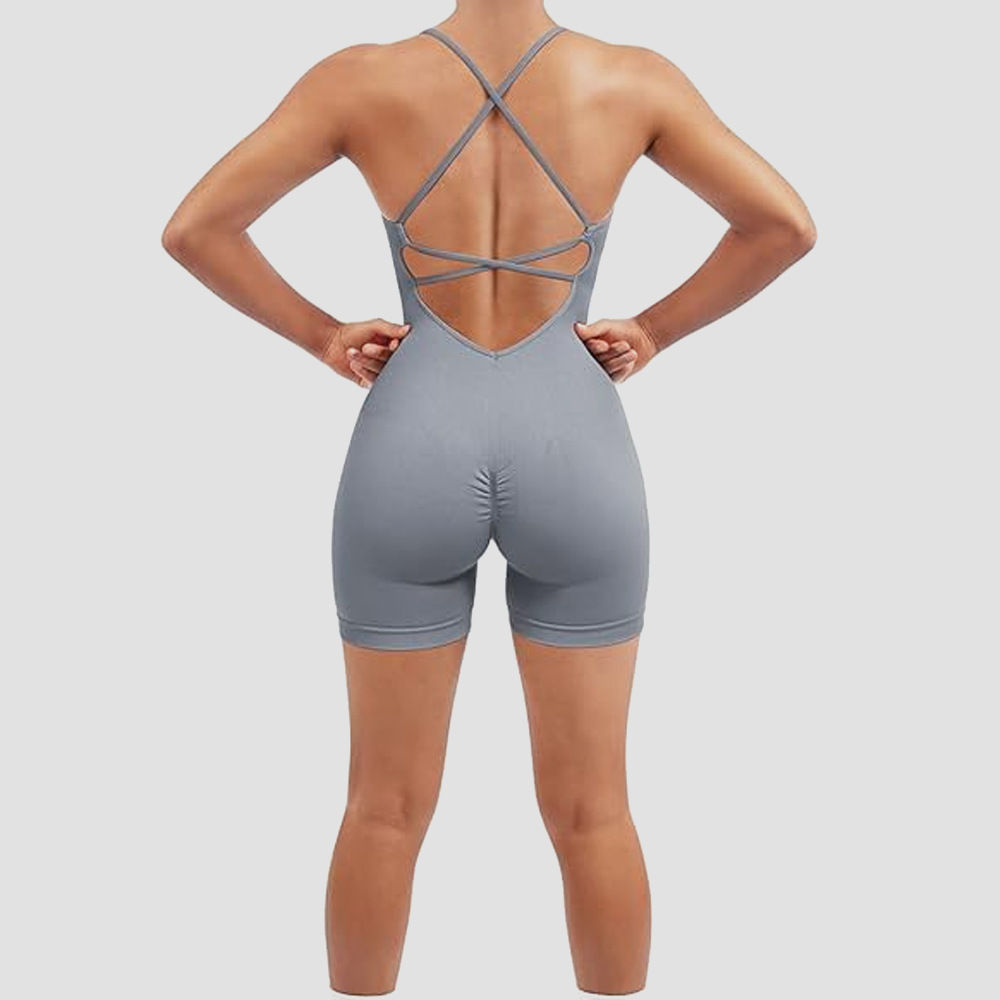 Ropa de fitness de una pieza con espalda de belleza de comercio exterior pantalones de yoga sexy ajustados y delgados deportes fitness ropa de yoga de una pieza con cuello halter