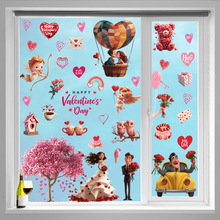 新款情人节窗贴爱情树卡车橱窗装饰品 卡通pvc静电贴纸玻璃贴定制